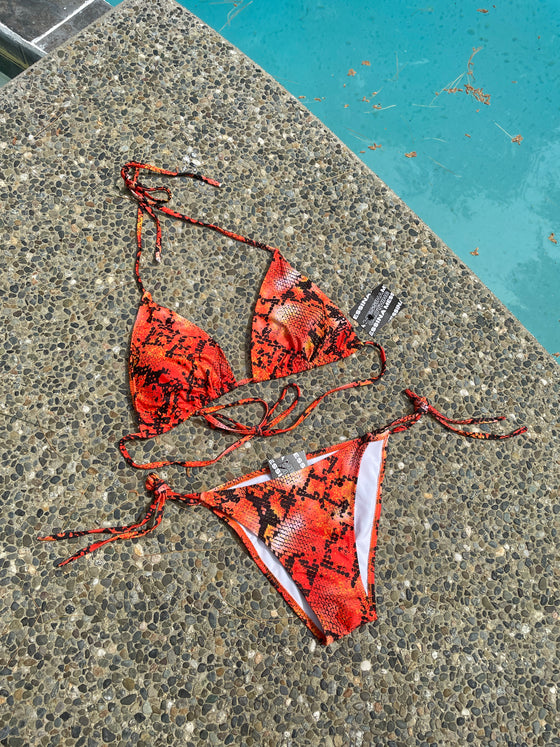 Red python bikini bottom